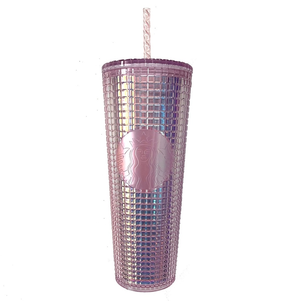 Starbucks‎ 2020 Holiday Studded Grid Cold Cup 24 oz Tumbler Pink Iridescent